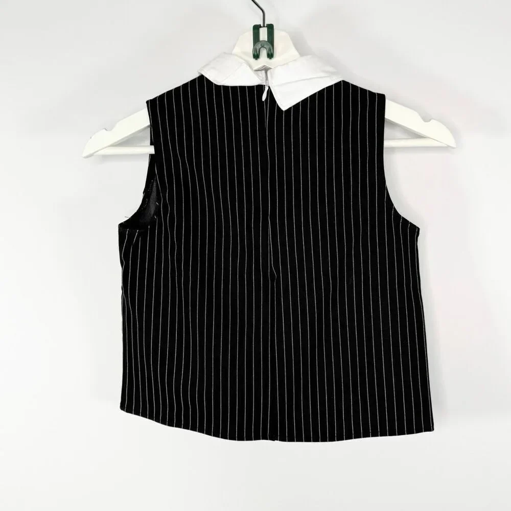Balera Sleeveless Pin Stripe Top With Collar and Matching Pin Stripe Pants Style